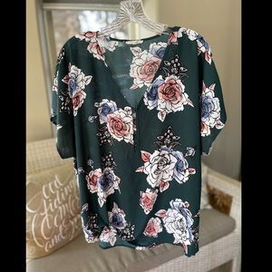 Maurices | Forest Green Bloom Flow Top